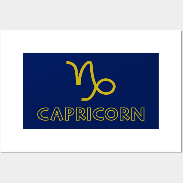 Astrology Capricorn Sign Symbol Gold Wall Art by NataliePaskell